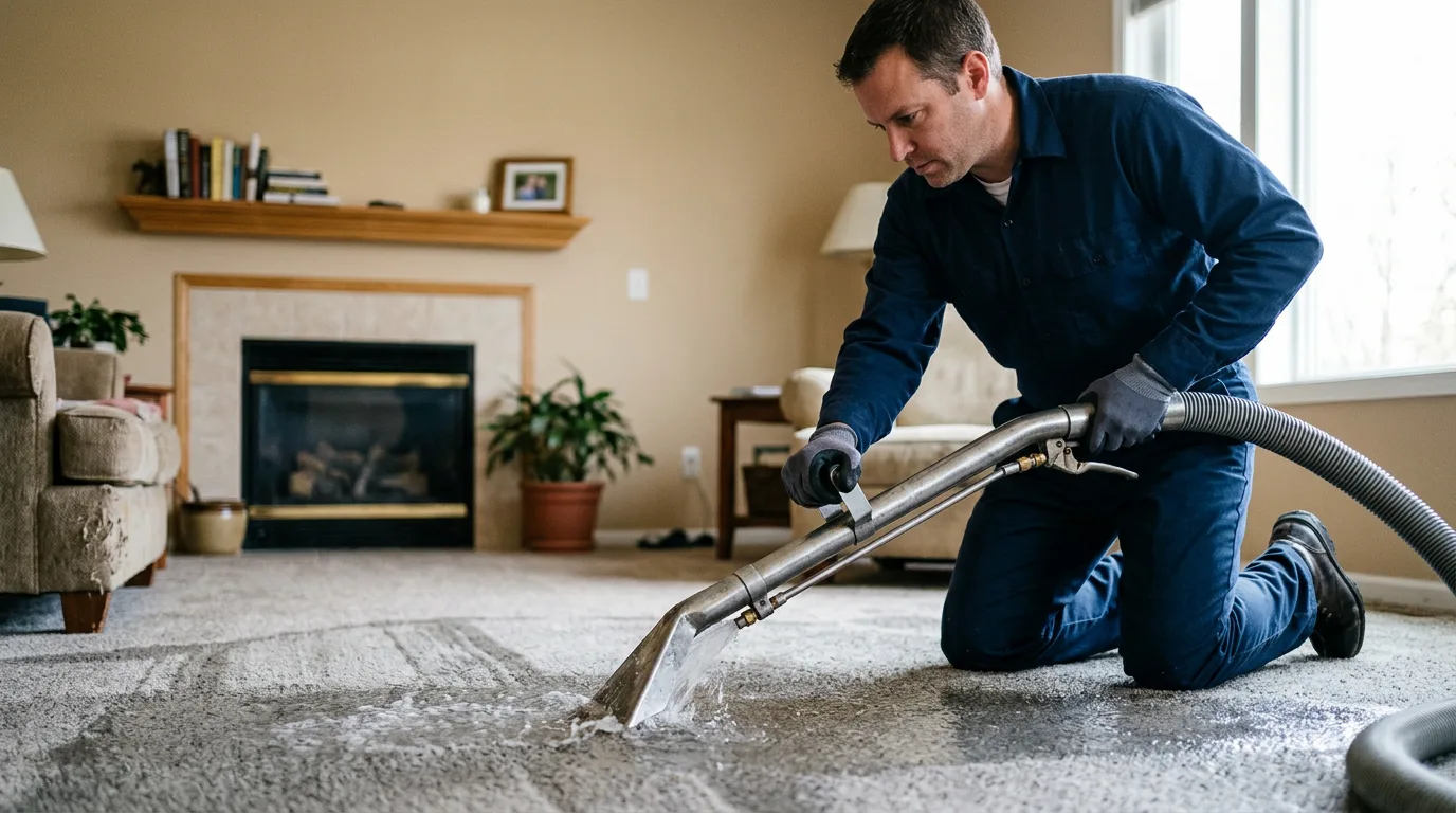 Water damage restoration technician working near Scotts, MI